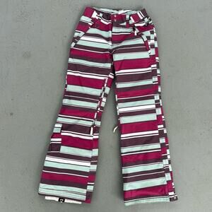 Roxy Trip Fontaine Snow 5,000 pink mint stripe snowboard ski pants X-SMALL